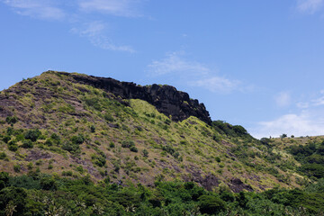 fiji volcanic mountain under blue sky