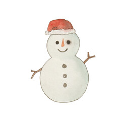 Watercolor design element for christmas day, christmas snowman