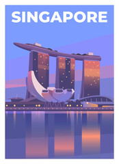 Marina Bay Sand and ArtScience Museum. Modern architecture and skyscrapers. Singapore. - obrazy, fototapety, plakaty