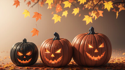 Naklejka na ściany i meble halloween pumpkins, Jack o Lantern, Fall Season