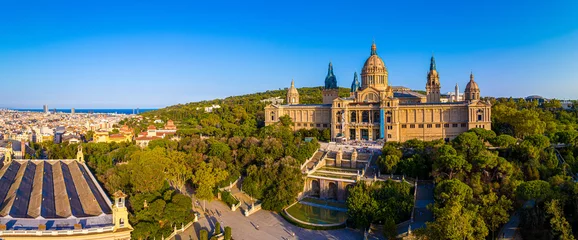 Poster Aerial view of the Montjuïc, a hill in Barcelona, Catalonia, Spain © Alexey Fedorenko