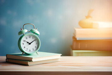 alarm clock on bright pastel background