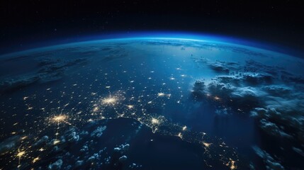 Obraz premium Planet Earth at night seen from space.