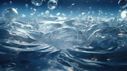 An image of a water surface with many delicate bubbles.