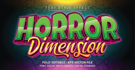 Horror Dimension Text Style Effect. Editable Graphic Text Template.