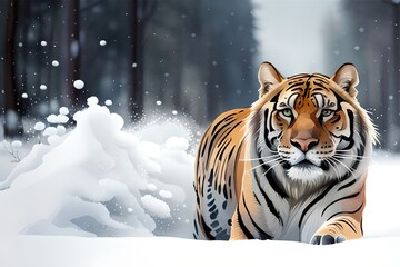 Fototapeta na wymiar Beautiful siberian tiger illustration draw.