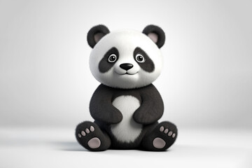 a happy panda on a white background. 3D render, illustration. 