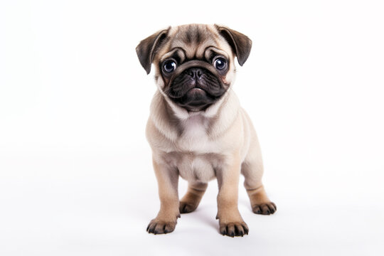 a puppy pug dog isolated on white background. 