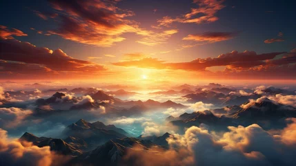 Fotobehang 日が昇る空の美しい風景 © shin project