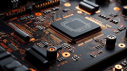 Fototapeta na wymiar A close-up shot of a real circuit board