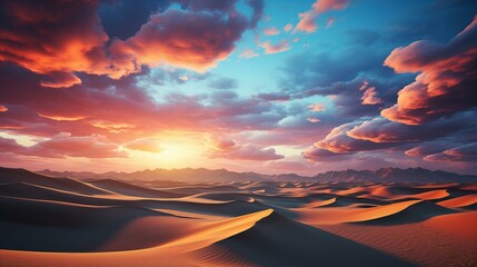 広がる砂漠と美しい空 - obrazy, fototapety, plakaty
