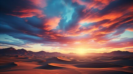 広がる砂漠と美しい空 - obrazy, fototapety, plakaty