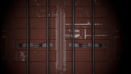 sea shipping container, close-up, beautiful background for logistics companies