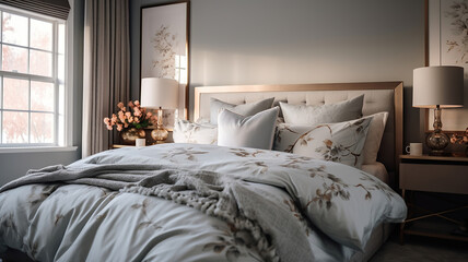 Showcasing luxurious and comfortable bedding in the master bedroom