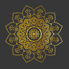 Vector luxury flower mandala design background in gold color download vector file