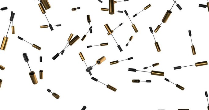 Golden Mascara Brushes falling slow motion