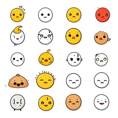 Obraz premium Set of cartoon faces expressions, face emojis, stickers, emoticons, cartoon funny mascot characters face set
