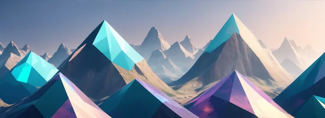 Peel and stick wall murals Mountains Mountains made of holographic prisms from Generative AI