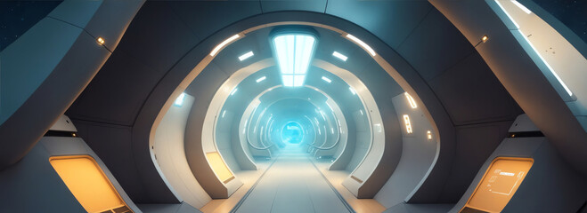  Walkway tunnel on a space ship from Generative AI