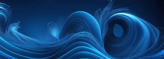 Foto op Plexiglas Abstract blue energy wave particles with dynamic and flowing patterns from Generative AI © sevenSkies