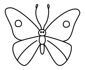 Butterfly - Isolated Black Line Drawing used for Modern Icons, Minimal Symbol Design, Beautiful Garden Decoration, and Examples of Species of Insects.