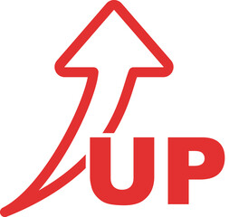 Up arrow with text - red