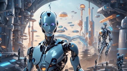 Harmony in the Machine Age A Futuristic Vision of AI and Robots. AI-generated