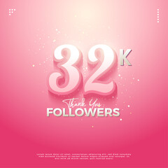 Fototapeta na wymiar 32k followers with beautiful colors and simple numbers. design premium vector.