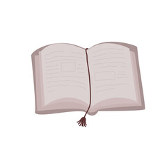 Open book with bookmark illustration