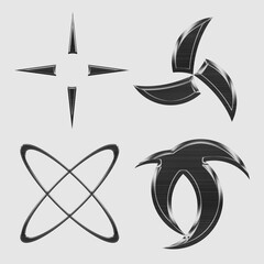 Set of chrome elements for design in Y2K style. Vector abstract shapes in retro futurism aesthetics. colecction 3d elements pack