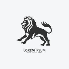 Vector of leaping lion logo design with abstract full body vector 