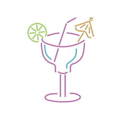 neon cocktail with umbrella icon