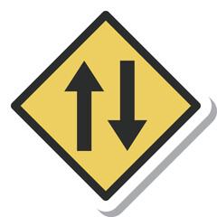 シンプルな標識のステッカー単品イラスト　二方向交通