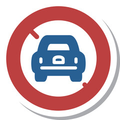 シンプルな標識のステッカー単品イラスト　二輪の自動車以外の自動車通行止め