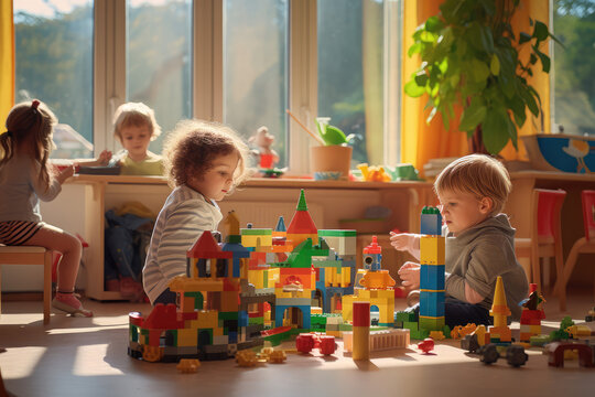 The children are playing in the nursery