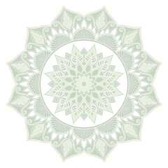 Mandala, minimalist colored circles. green decoration white background