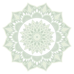 Mandala, minimalist colored circles. green decoration white background