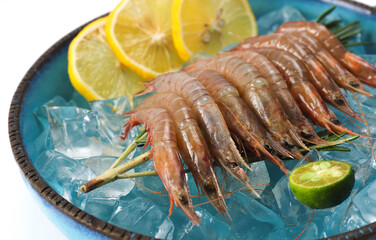 Chiwei shrimp preserved with ice cubes, tender meat, fresh shrimp meat, Japanese food, clean seafood food