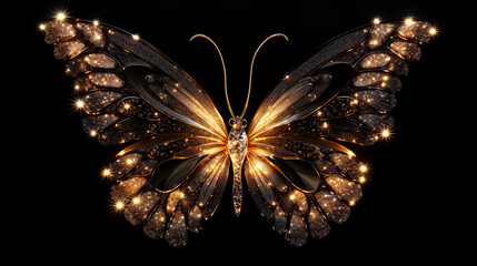 羽を広げた黄金の蝶 - obrazy, fototapety, plakaty