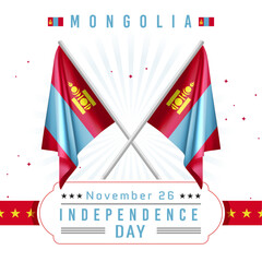 Fototapeta na wymiar Independence Day of Mongolia with Flag