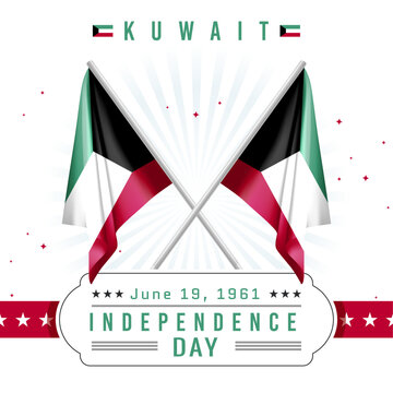 Independence Day of Kuwait with Flag