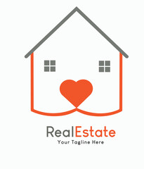 real estate logo construction company logo property business house home vector logo heart shape  architecture love sign illustration symbol residential logo