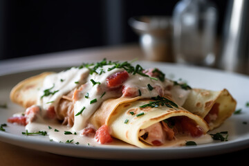 Pancetta Ricotta Crepes with Red Pepper Cream: A Gourmet Mother's Day Delight