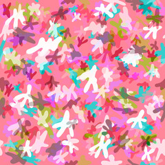 Abstract mosaic geometric pattern in muted pastel pink yellow blue red colors