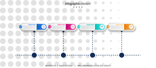 Fototapeta na wymiar Timeline infographic template, Business concept with 4 options, Vector illustration.