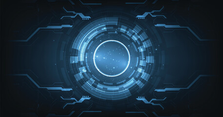 Digital business technology background.Dark blue technology background.Futuristic digital technology concept.	