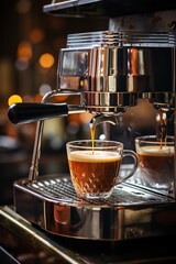Espresso machine for making fresh coffee. 