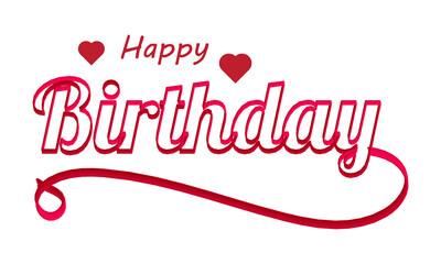 Happy birthday text typhography red ballons sticker transparent background