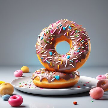 Colorful delicious donuts with icing in illustration wallpaper. Fiesta Flavors: Deliciously Colorful Donut Fiesta.