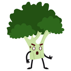 Green modern cute character with broccoli vegetable character